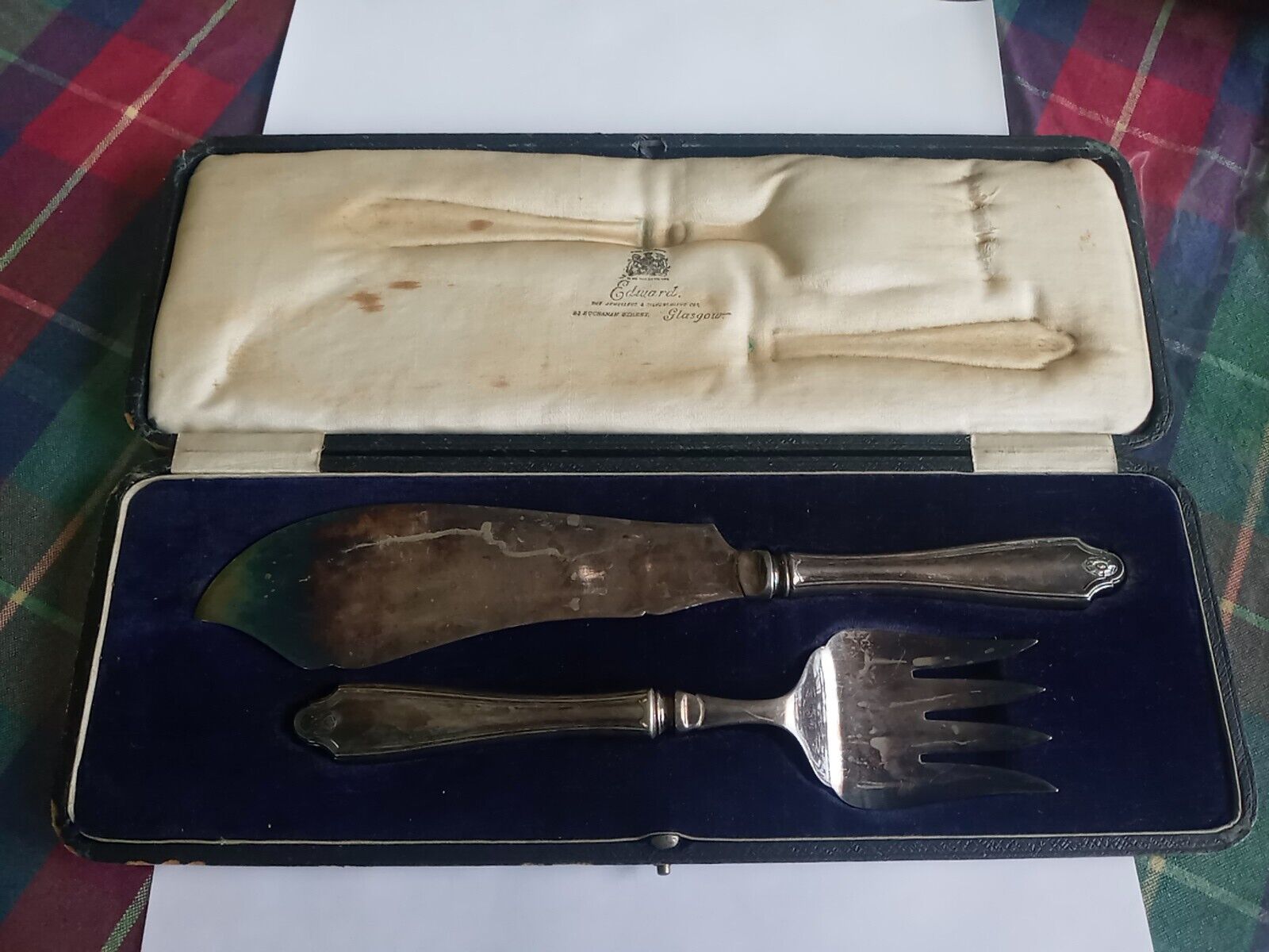 Antique Community Silver Fish Fork Knife Set Edward 