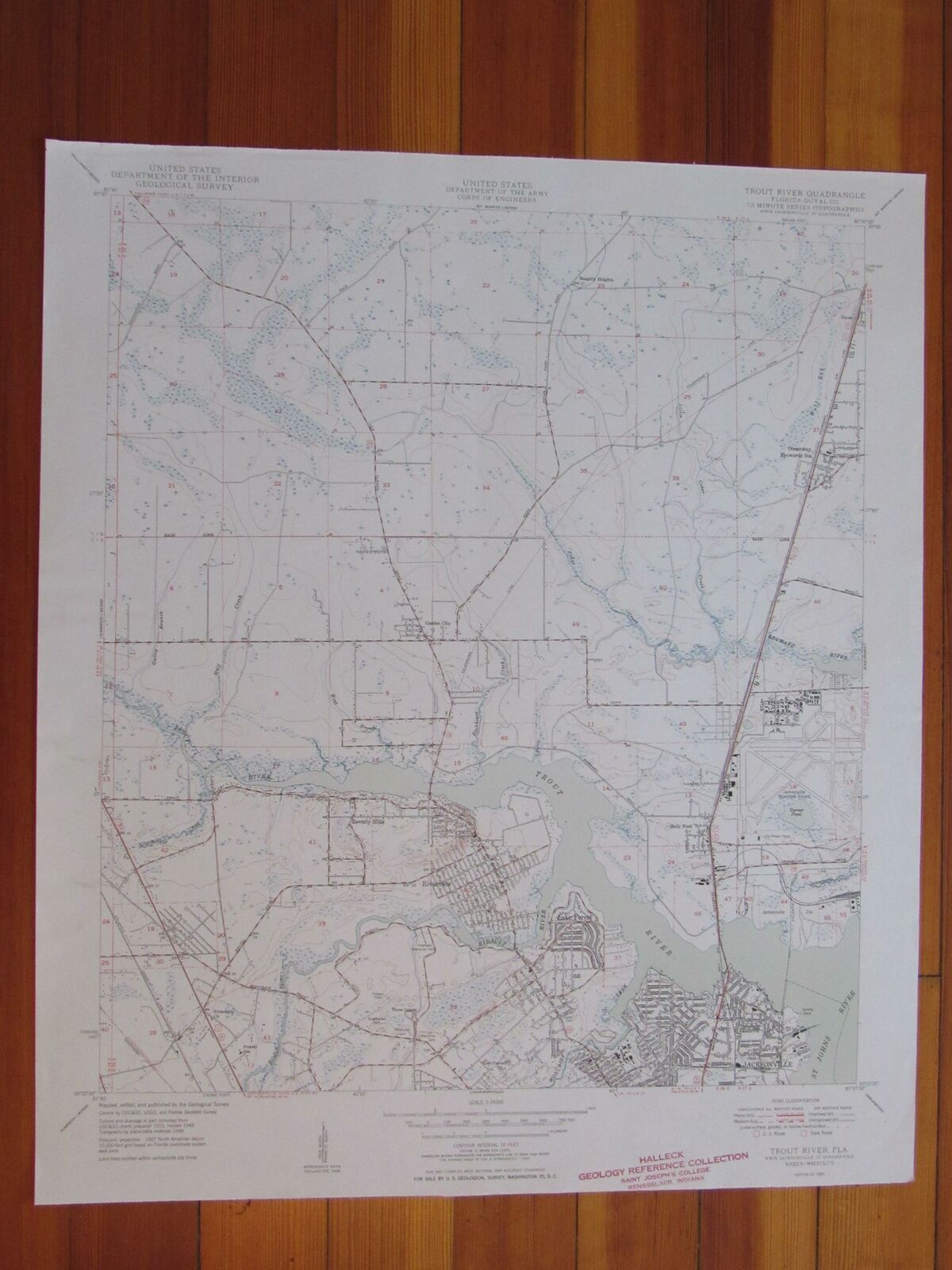 Trout River Florida 1950 Original Vintage USGS Topo Map