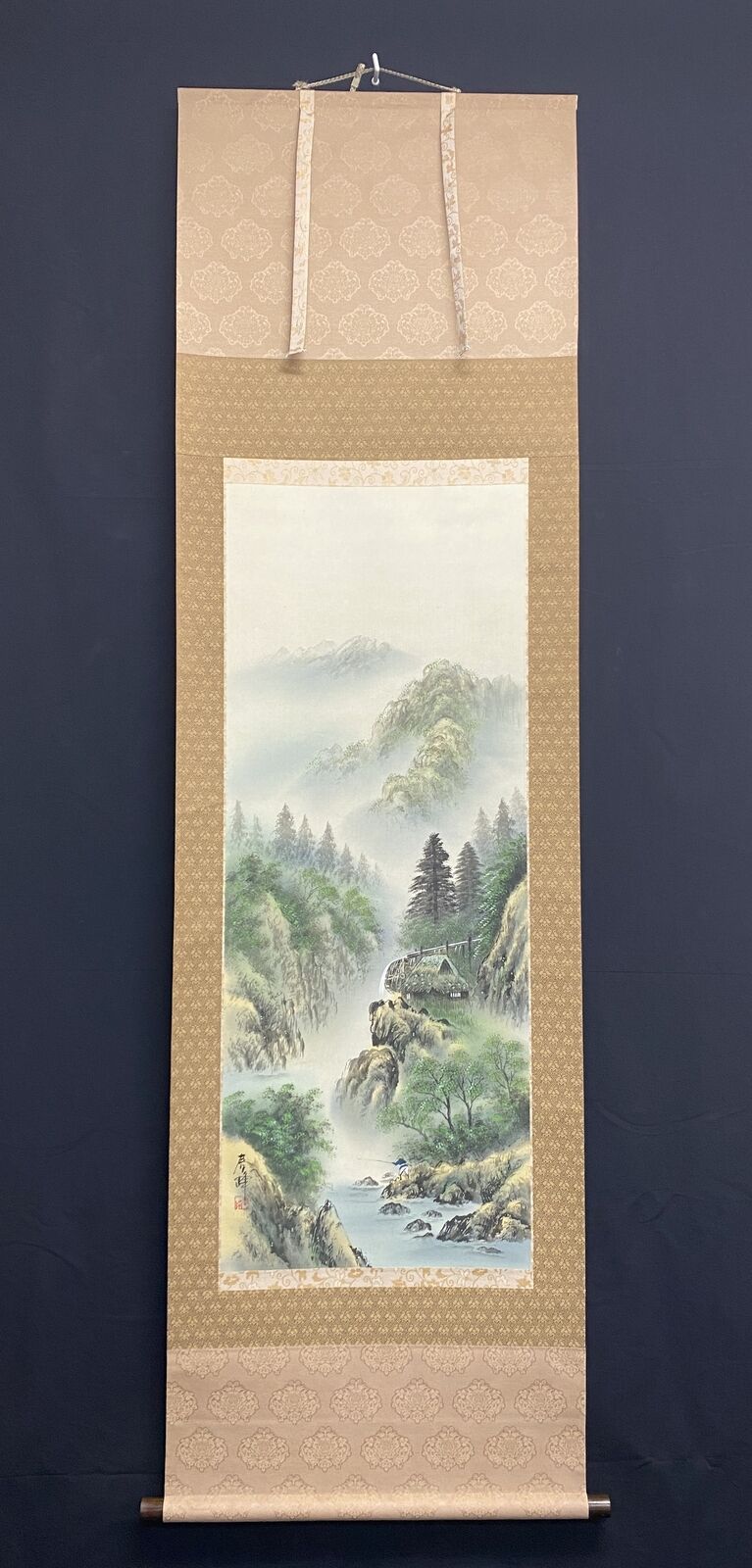 Misty Mountain Stream Kakejiku by Shunmin, With Box