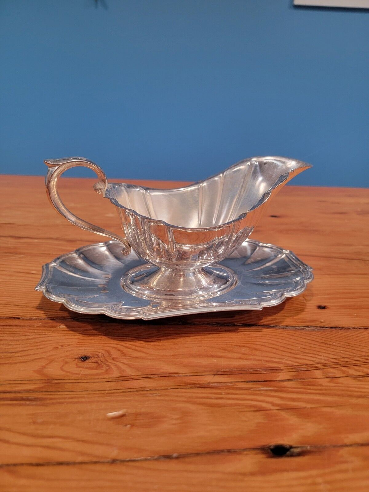 Silver-Plated Gravy Boat With Tray