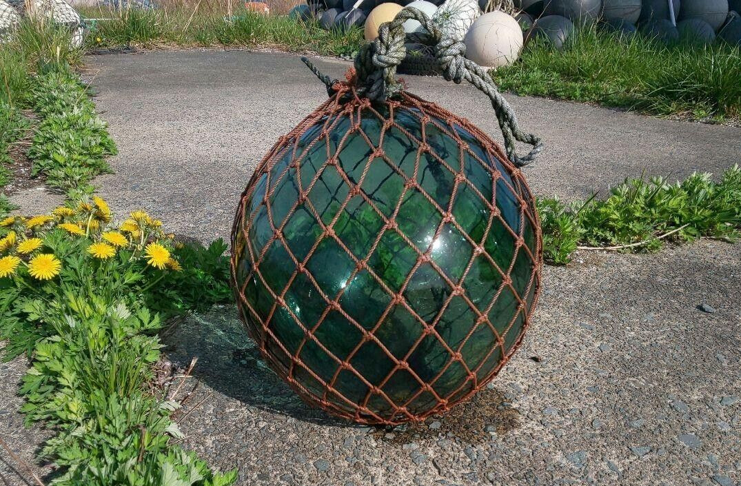 Glass Fishing Float Buoy Ball Vintage Japanese diameter 30cm 11.8 in Net