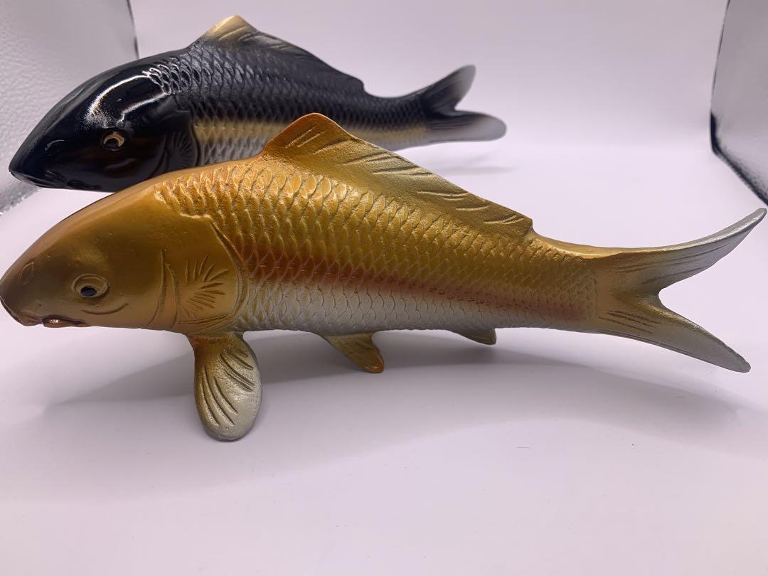 Carp Fish Metal statue 9 & 8.2 inch Width Japanese Metalwork Figurine