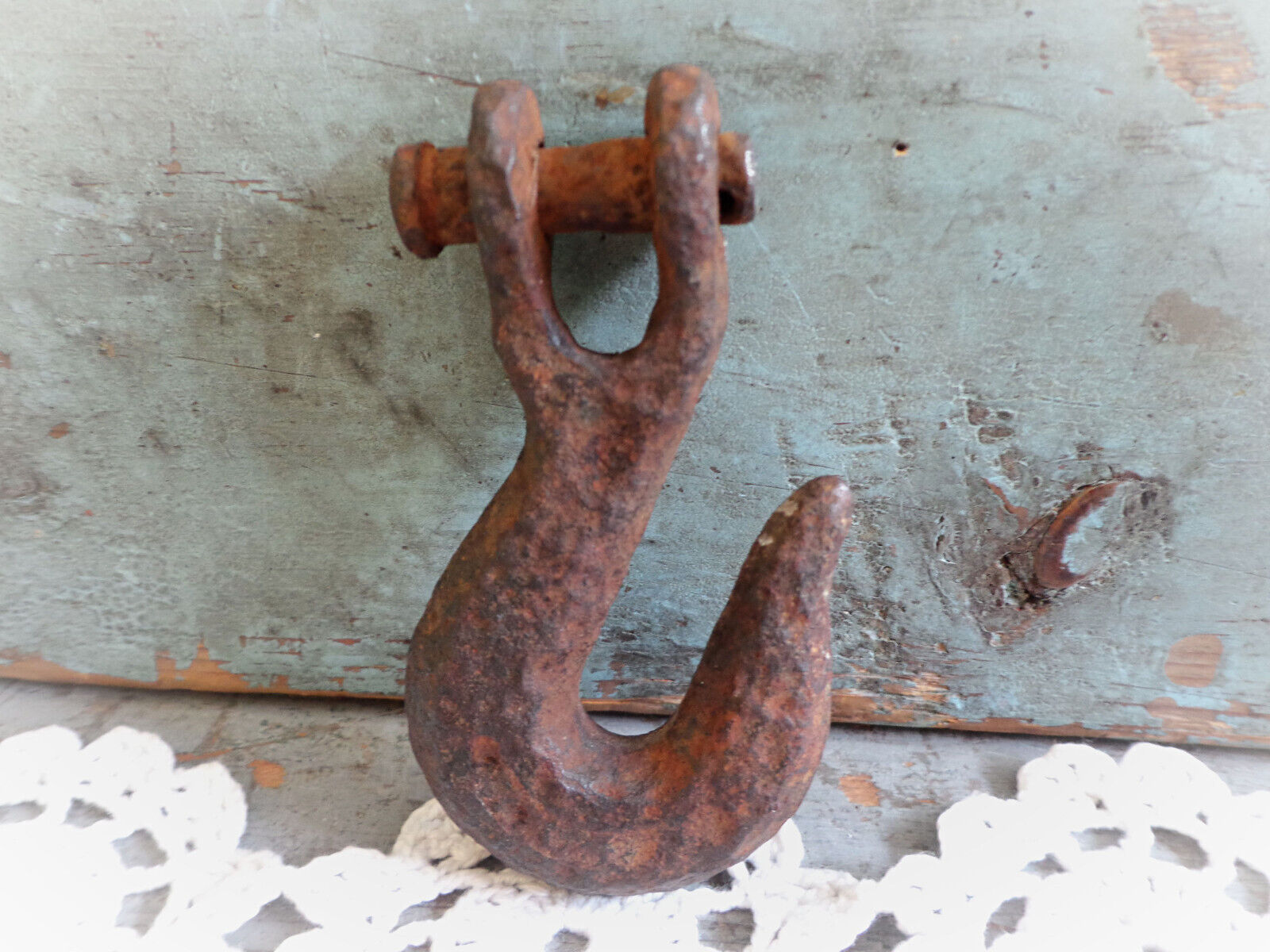 antique hook hand forged cast iron with pin