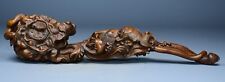 Chinese Antique Vintage Boxwood Carving Exquisite Ruyi Fish Statue Figurines picture