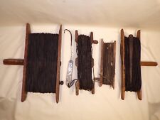4 Antique Wooden Fishing Hand Line / Reel 1 w/ Hook Lure / Decoy Alaska Inuit ? picture