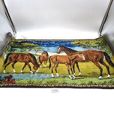 P&C Italy Vintage Velvet Grazing at a Spring Stream Tapestry Horses 19.5