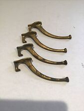 (4) Vintage Old Coat Hook Mission House Clothes Tree Bath Robe Hanger Brass MCM picture