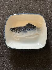Japanese Kozara Small  Sauce Plate Blue & White With Fish - Trout plate picture