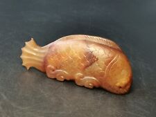 A jade figurine of fish Chinese Jade ornament carved fish statue pendant 玉鱼形佩 picture