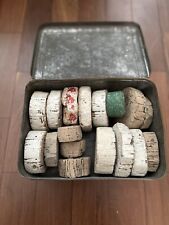 French Vintage cork net fishing floats In Metal Tin picture