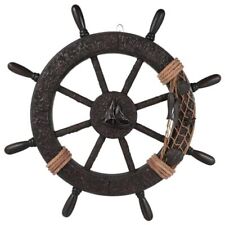 Nautical Wheel Decor Rustic Boat Ship Steering Wheel Fishing Net Wall  picture
