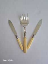 Antique, Vintage EPNS Fish Fork and 2 Knifes Bakelite Handles Cutlery Flatware picture