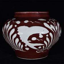 Bright red glaze with white fish algae pattern tank picture