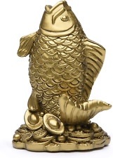 Resin Feng Shui Fish Statue Wealth Carp Treasure Good Fortune Lucky Auspicious H picture