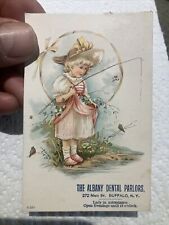 Albany Dental Parlor Buffalo NY Trade Card Girl Fishing  picture