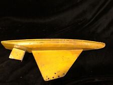 ANTIQUE VINTAGE MODEL POND BOAT SHIP HULL WOOD & TIN IN OLD MUSTARD YELLOW PAINT picture