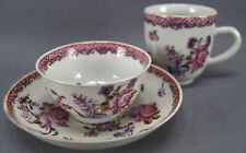 Chinese Export Porcelain Pink Rose Fish scales & Gold Cup Trio Circa 1760s A picture