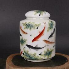 Chinese Antiques Handmake Porcelain Pastel  Fish Pattern Tea Leaf Jar picture