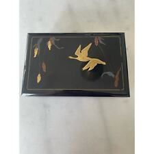 Otagiri two cranes koi fish Black Lacquer Jewelry Music Box. Mirror & velvet picture