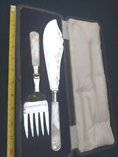 Antique Mother Pearl Fish Servers Quality Silver Plate C1910 picture