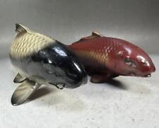 Carp Fish Metal Statue Figurine 9.4 & 9 inch Width Japanese picture