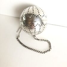 Vintage Silverplated Round Tea Ball with Matching Chain and Hook by M B Co picture