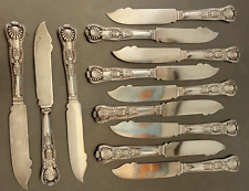 12 Antique FISH KNIVES by GORHAM London KINGS Silverplate 8