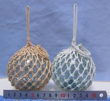Antique Glass Ball Fishing Floating Buoy with Protective Net, Set of 2, 3.4in(d) picture