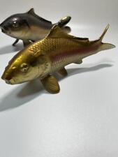 Carp Fish Metal statue 9.4 & 9 inch Width Japanese Metalwork Figurine picture