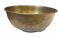 Hong Kong 12” X 5” Brass Bowl Engraved Fish Or Birds Flowers Vintage picture