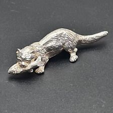 Quality Sterling Silver Otter with a Fish Figurine London 1987 JS & MJ picture