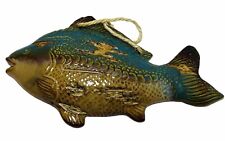 Decorative Large Hanging Ceramic Fish 12”x7” With Wood Look In Fish picture