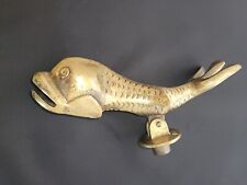 Vintage Solid Brass figural Door Knocker  FISH Design  7.5” picture