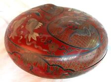 CHINESE WEDDING BOX *LACQUER w KOY FISH* LARGE c.1900 picture