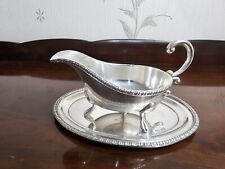VINERS ALPHA PLATE - SILVER PLATED SAUCE/GRAVY BOAT AND MATCHING STAND picture