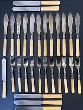 Vintage-Victorian fish flatware 29 Pieces Of Sheffield Yellow Handles Very Old picture