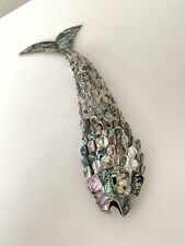15” Fish Abalone VINTAGE MID CENTURY TERAN Mexico LOS CASTILLO ERA Silver Color picture