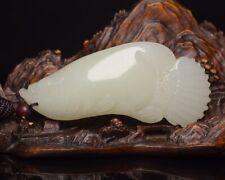 Top Chinese Antique Natural Hetian Jade Carved Exquisite Fish Statue Pendant Art picture