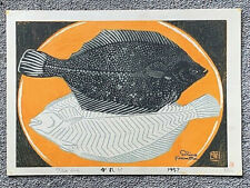 SHIRO KASAMATSU - Flat Fish - Woodblock Print 87/100 1957 Signed w/ Seal picture