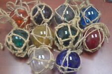 10 PCS ASSORT VARIOUS COLORS REPRODUCTION GLASS FLOAT BALL WITH FISHING NET 3