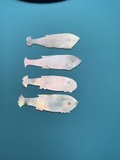 4 Antique Chinese Mother of Pearl Fish Game Counters / Thread Winders c1800 picture