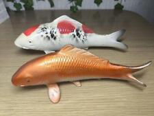 Carp Fish Metal statue 9.5 & 8.4 inch Width Japanese Metalwork Figurine picture