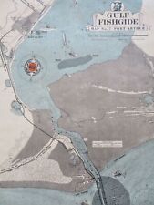 Port Arthur Texas Gulf of Mexico Mackerel Trout 1940's U.S. cartoon fishing map picture