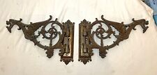 LARGE pair of antique bronze cast iron pivoting griffin wall hook hangers sconce picture