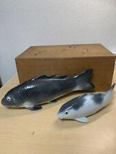 Carp Fish pottery statue 11 & 7 inch Width Japanese Craft Figurine picture