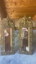Antique Brass Koi Fish Ornate Gold  Mirror Baroque Asian Regency Candle Sconce picture