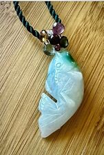 Natural Jade Fish Tournament Beaded Pendant Necklace Charm Jewelry picture