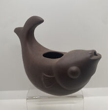 Chinese Yixing Zisha Clay Fish Pottery Candle Holder Vase Home Decor picture