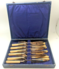 12 Piece Silver Plate Fish Knife and Fork Set in Box likely English picture