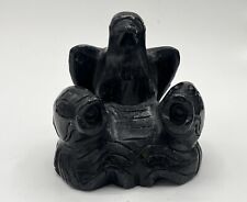 ELEGANTCHARM Chinese Hand Carved Black Stone Bird and Fish Figurine 3.5” EUC picture